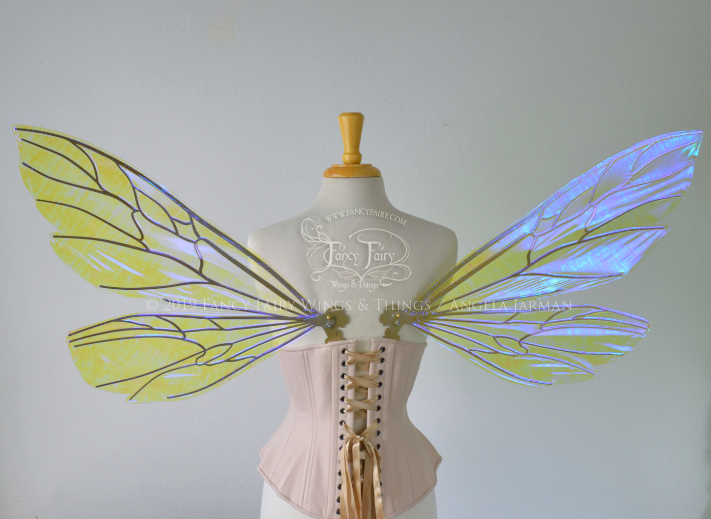 Ellette New Convertible Iridescent Fairy Wings in Ultraviolet with Candy Gold veins
