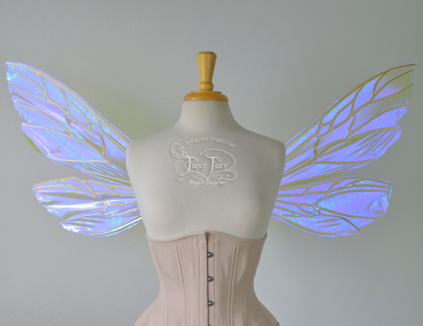 Ellette New Convertible Iridescent Fairy Wings in Ultraviolet with Candy Gold veins