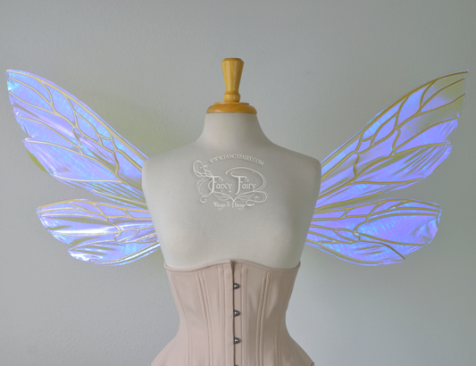Ellette New Convertible Iridescent Fairy Wings in Ultraviolet with Candy Gold veins