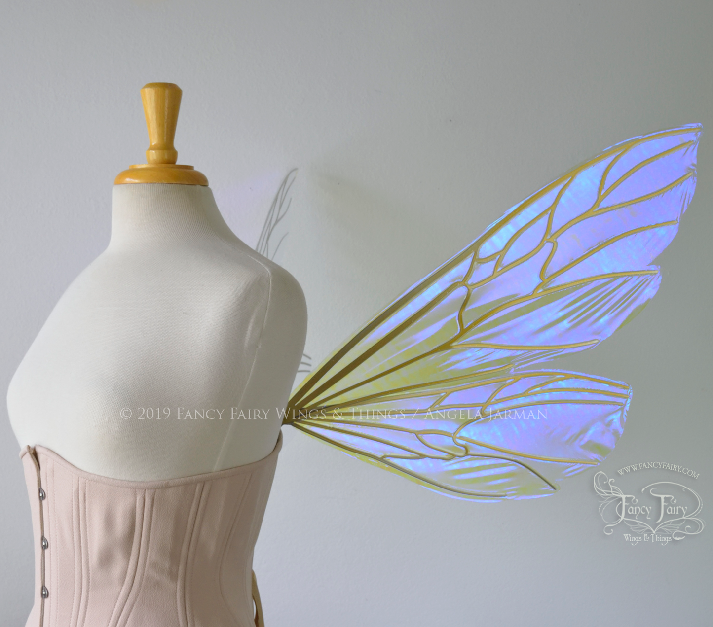 Ellette New Convertible Iridescent Fairy Wings in Ultraviolet with Candy Gold veins