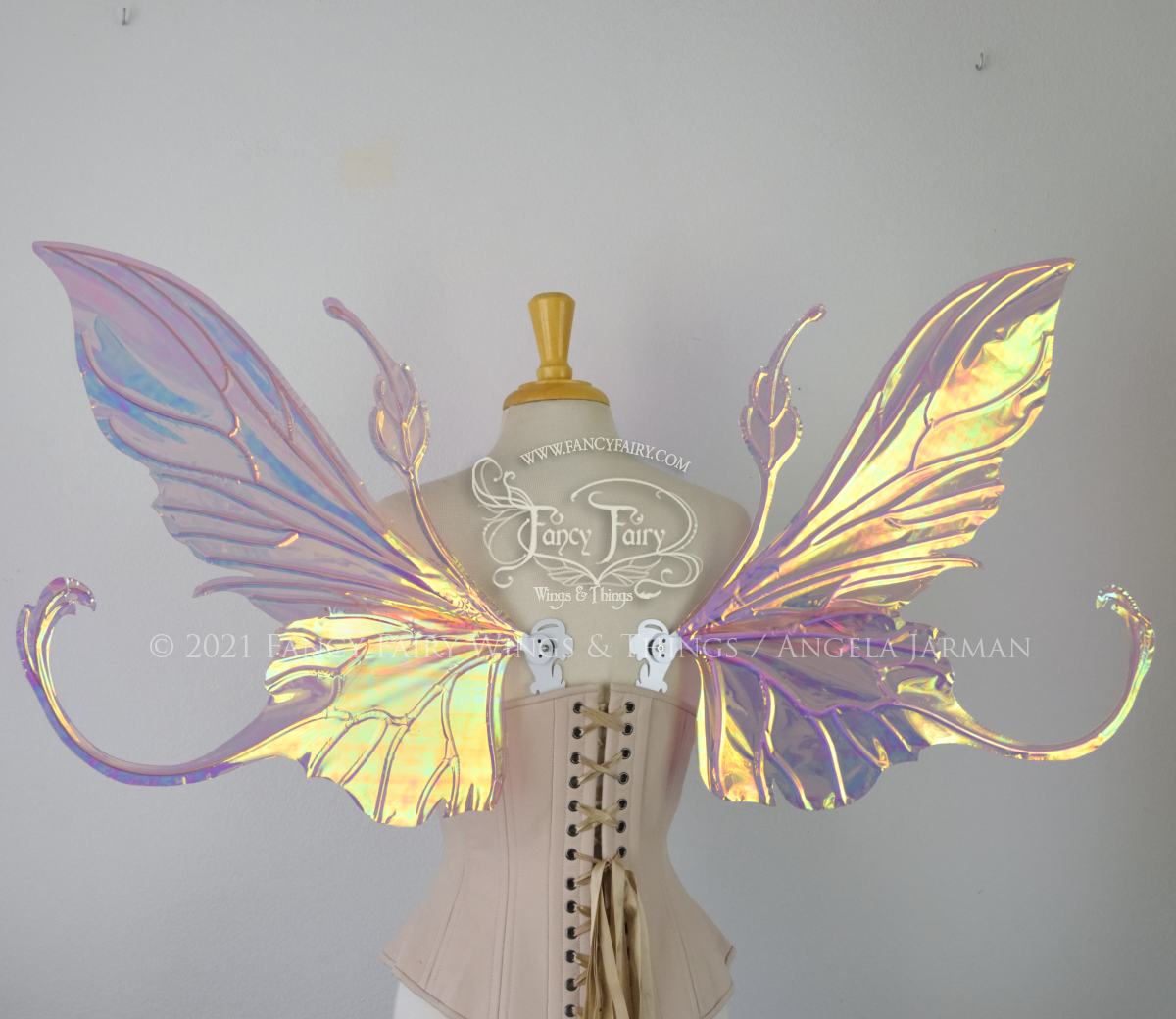 Elvina Iridescent Convertible Fairy Wings in Bloom with White veins