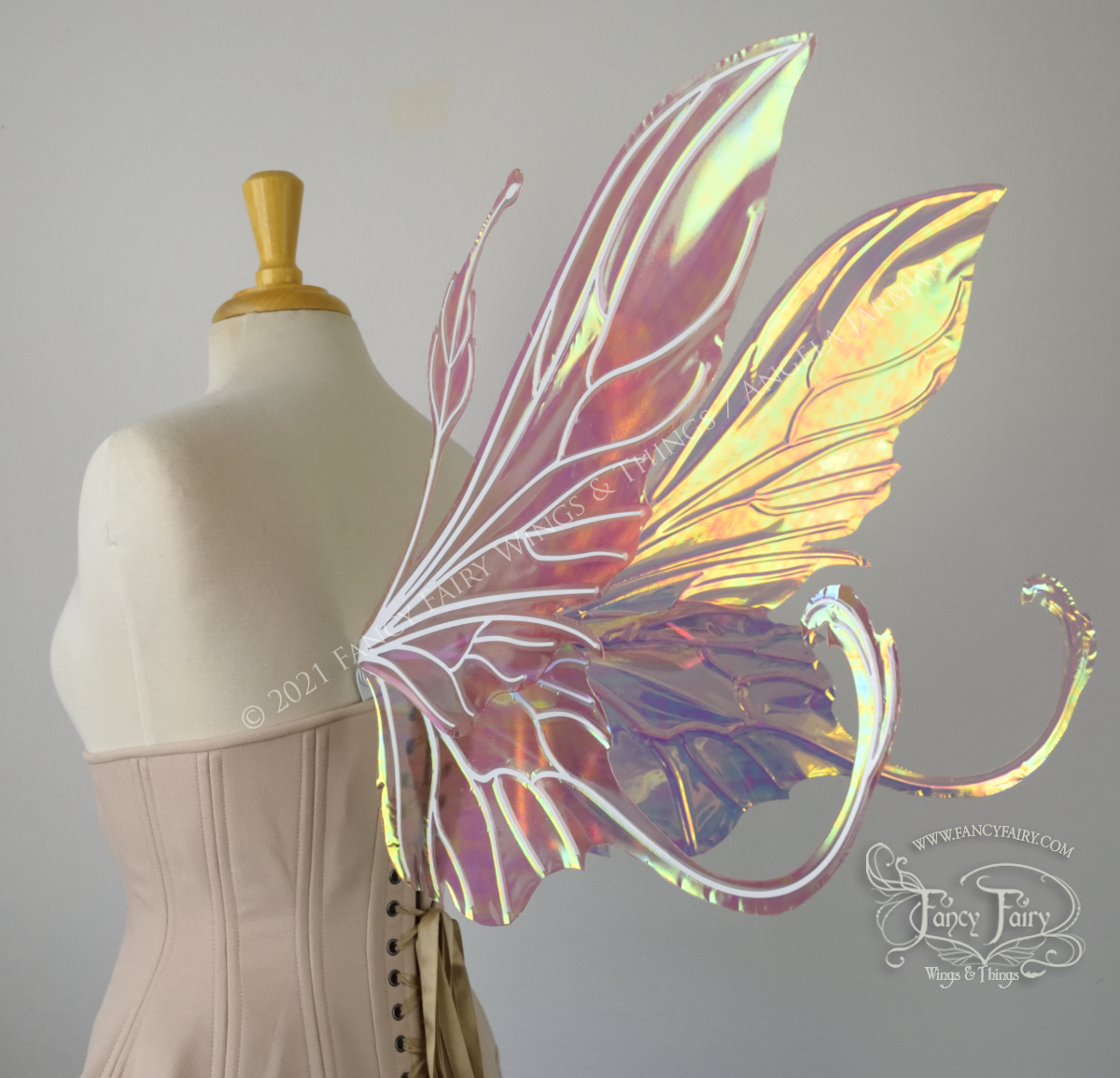 Elvina Iridescent Convertible Fairy Wings in Bloom with White veins
