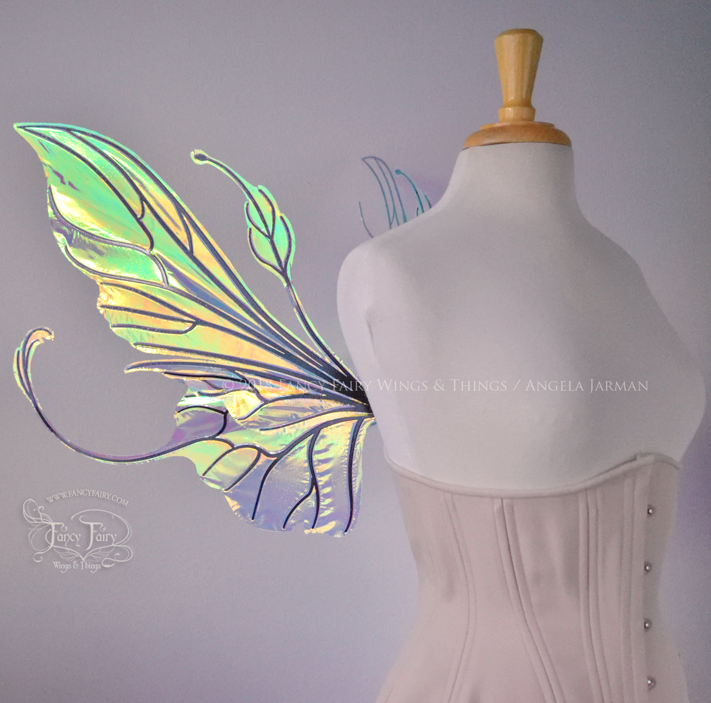 Elvina Iridescent Convertible Fairy Wings in Clear Diamond Fire with Black veins