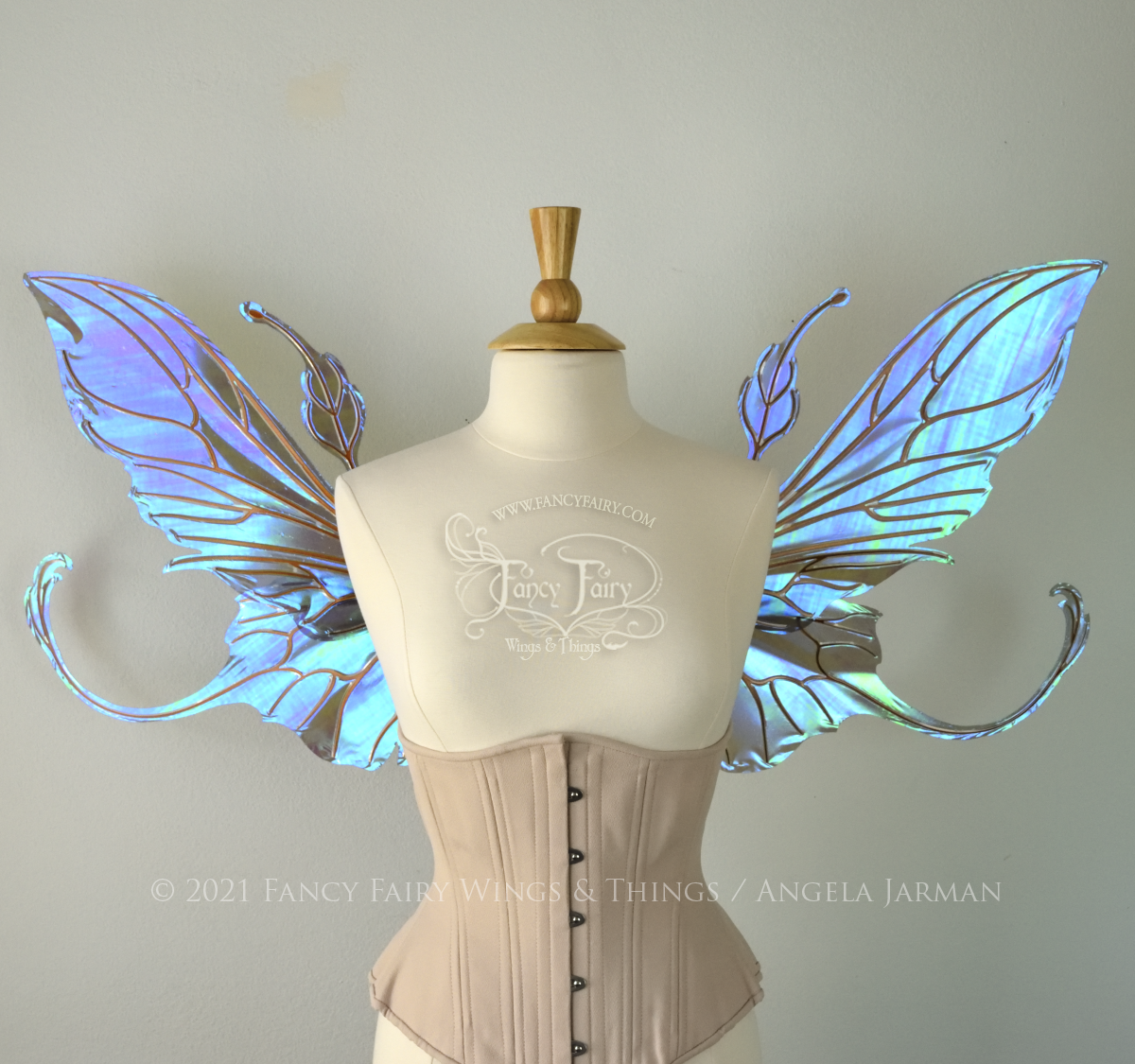 Elvina Iridescent Convertible Fairy Wings in Dark Crystal with Copper veins