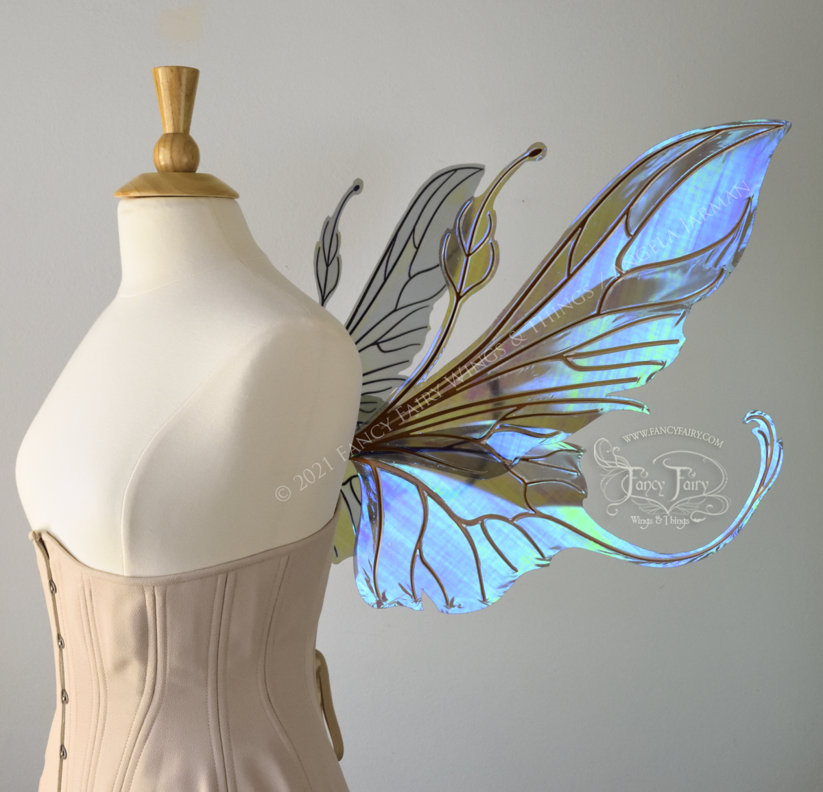 Elvina Iridescent Convertible Fairy Wings in Dark Crystal with Copper veins