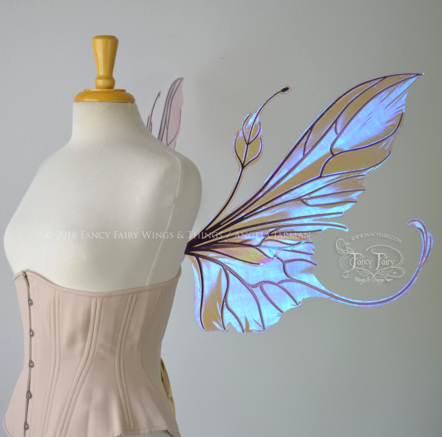 Elvina Iridescent Convertible Fairy Wings in Lilac with Chameleon Cherry Violet Glitter veins