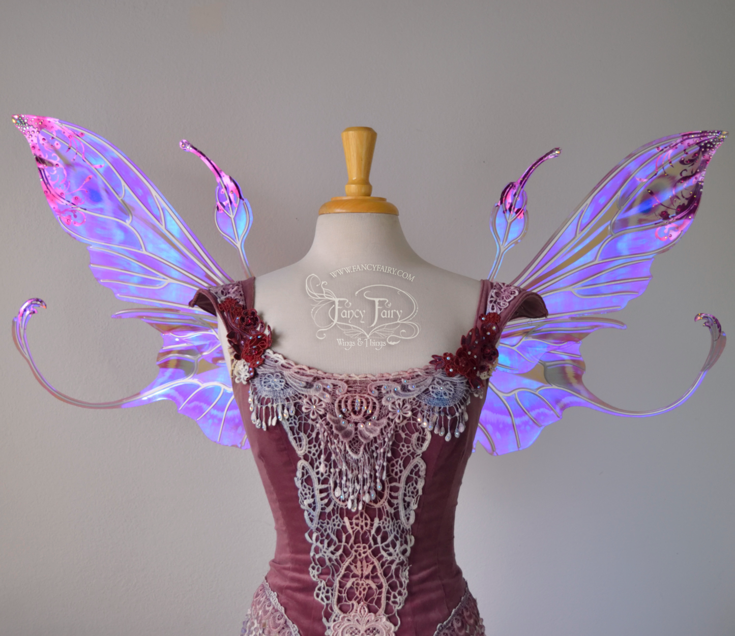 Elvina "Sugarplum" Gilded Iridescent Convertible Fairy Wings with Swarovski Crystals