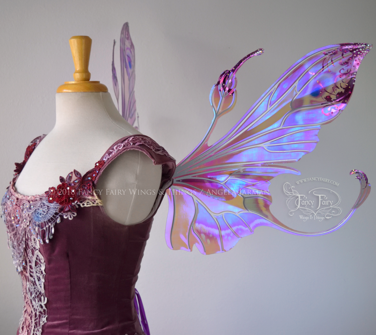 Elvina "Sugarplum" Gilded Iridescent Convertible Fairy Wings with Swarovski Crystals