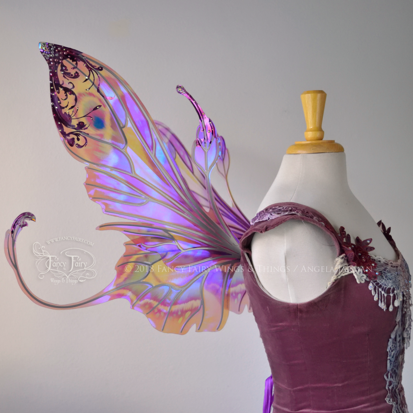 Elvina "Sugarplum" Gilded Iridescent Convertible Fairy Wings with Swarovski Crystals
