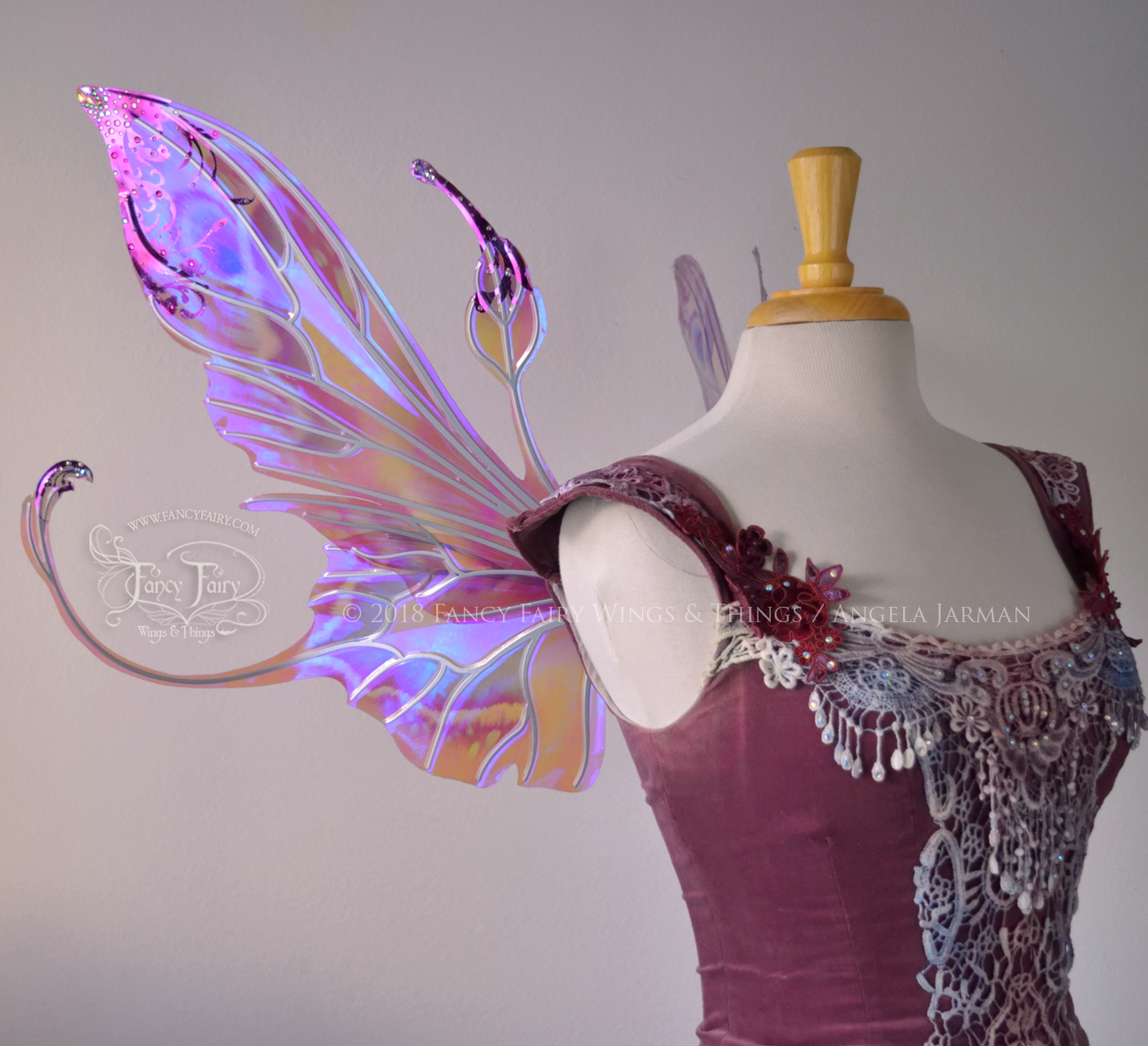Elvina "Sugarplum" Gilded Iridescent Convertible Fairy Wings with Swarovski Crystals