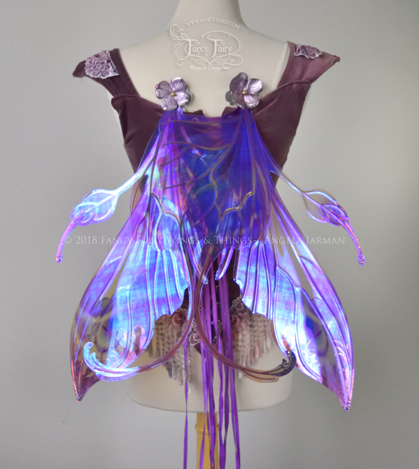 Elvina "Sugarplum" Gilded Iridescent Convertible Fairy Wings with Swarovski Crystals