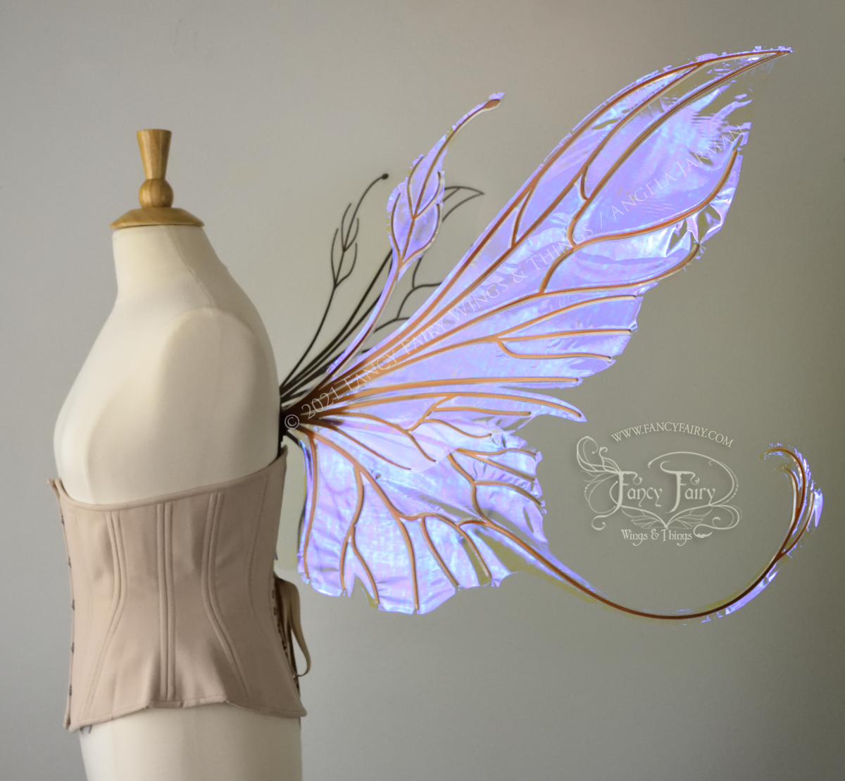 Extra Large Elvina Iridescent Convertible Fairy Wings in Ultraviolet with Copper veins