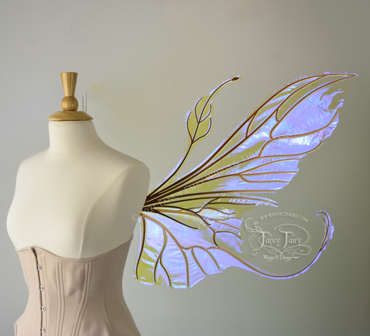 Extra Large Elvina Iridescent Convertible Fairy Wings in Ultraviolet with Copper veins