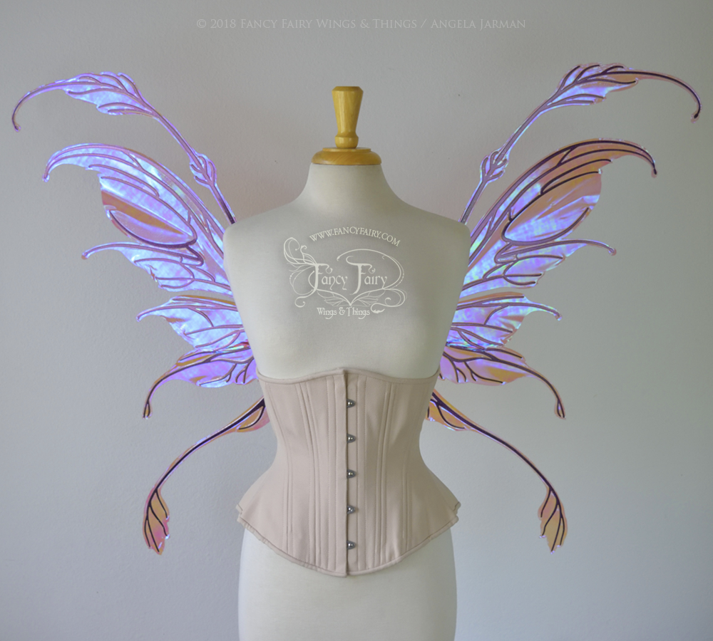 Fauna Iridescent Convertible Fairy Wings in Berry with Chameleon Cherry Violet Glitter veins