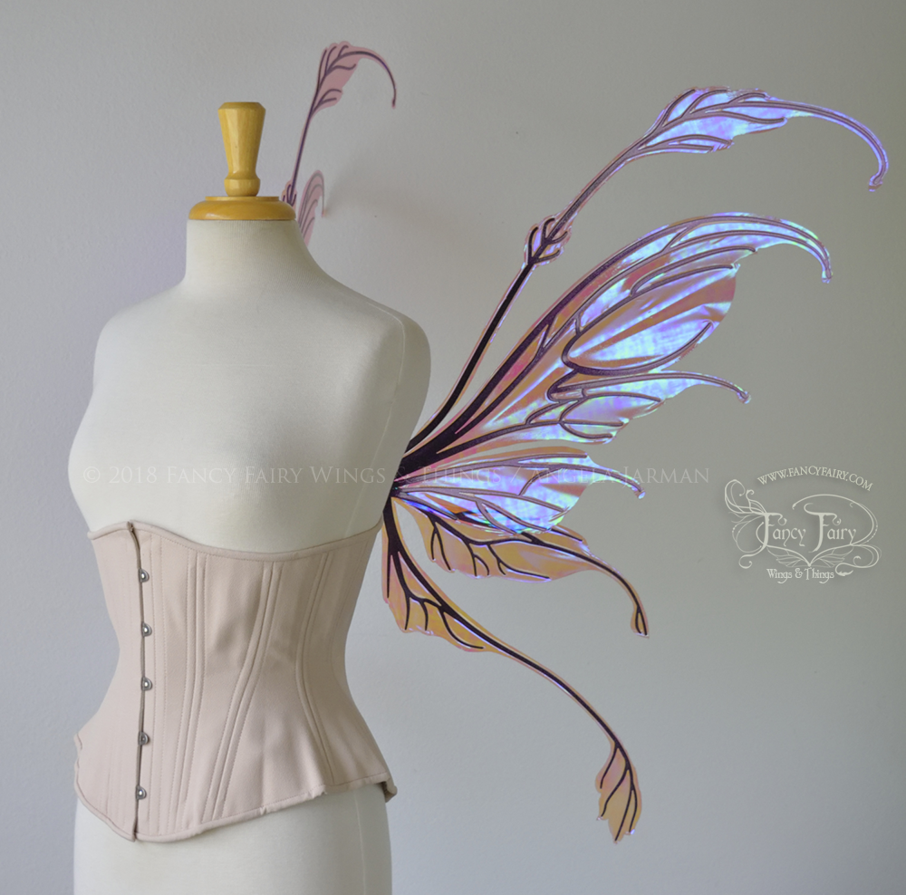 Fauna Iridescent Convertible Fairy Wings in Berry with Chameleon Cherry Violet Glitter veins