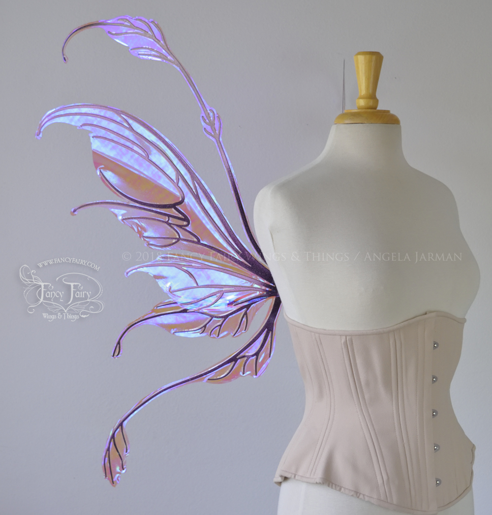 Fauna Iridescent Convertible Fairy Wings in Berry with Chameleon Cherry Violet Glitter veins