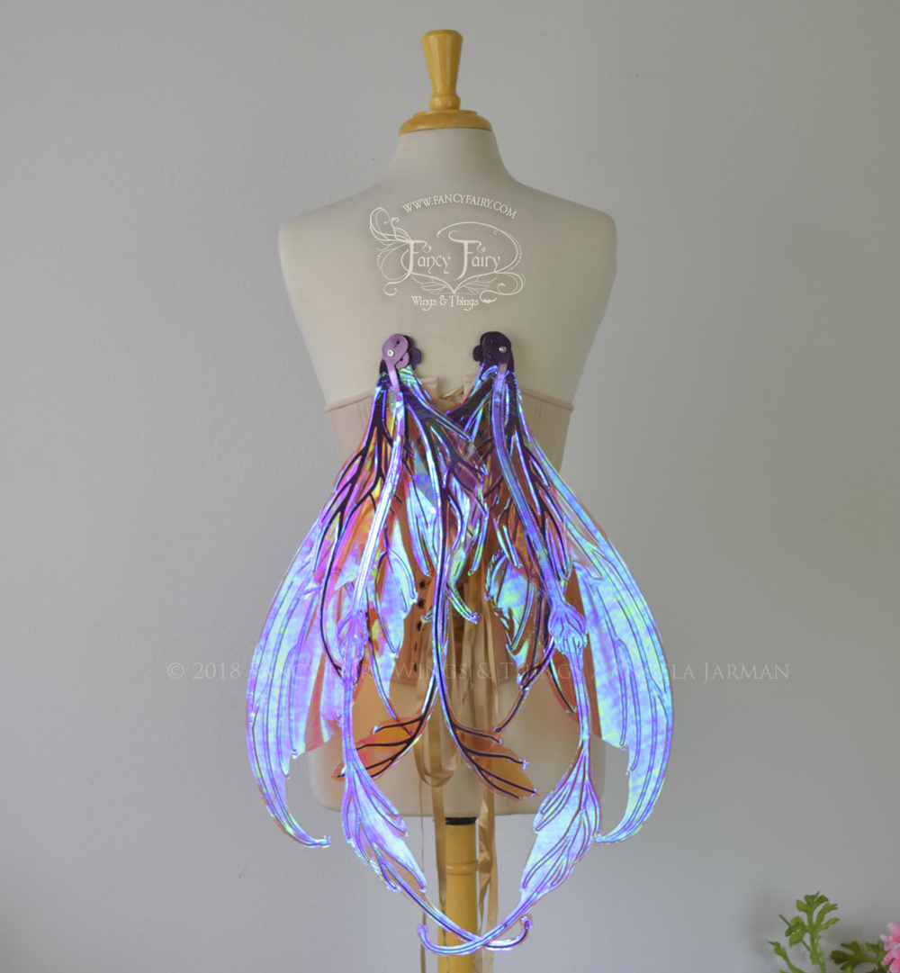 Fauna Iridescent Convertible Fairy Wings in Berry with Chameleon Cherry Violet Glitter veins