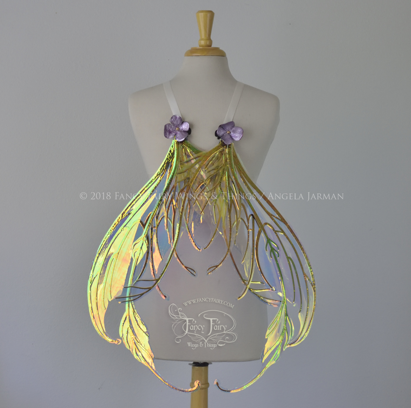 Fauna Iridescent Convertible Fairy Wings in Clear Diamond Fire with Black veins
