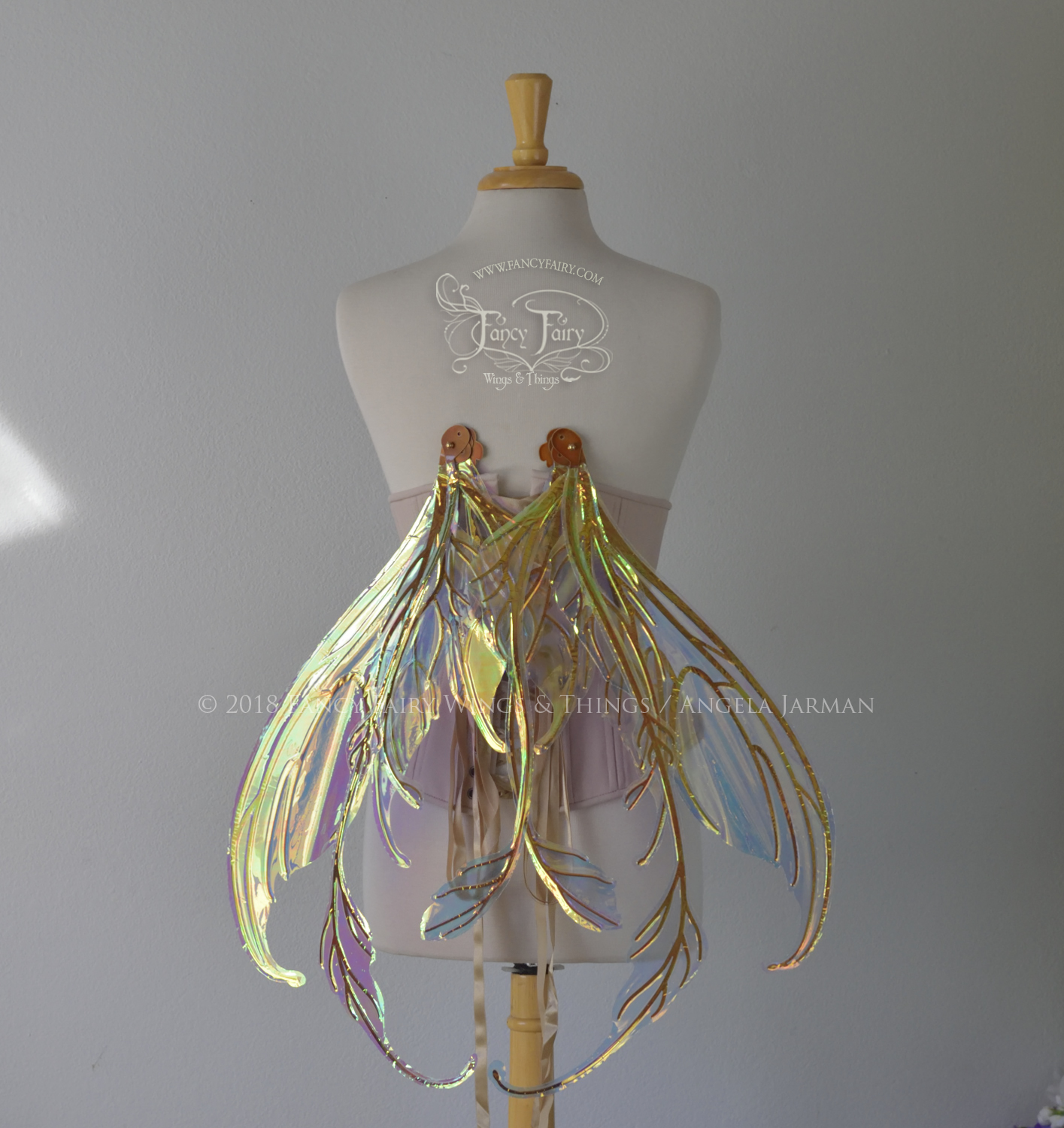 Fauna Iridescent Convertible Fairy Wings in Clear Diamond Fire with Copper veins