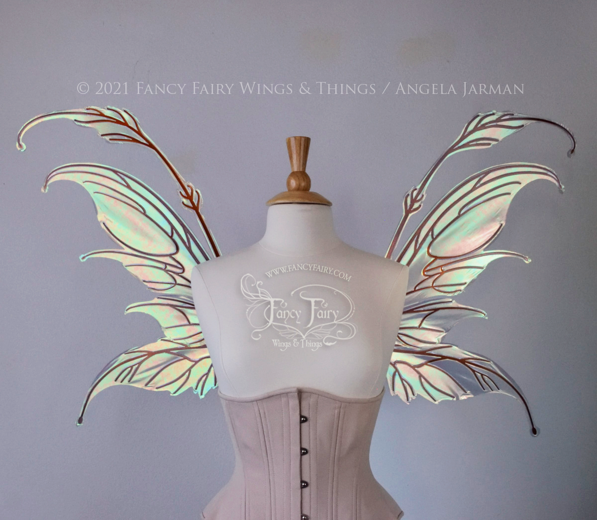 Fauna - Datura Iridescent Convertible Fairy Wings in Patina Green with Copper veins