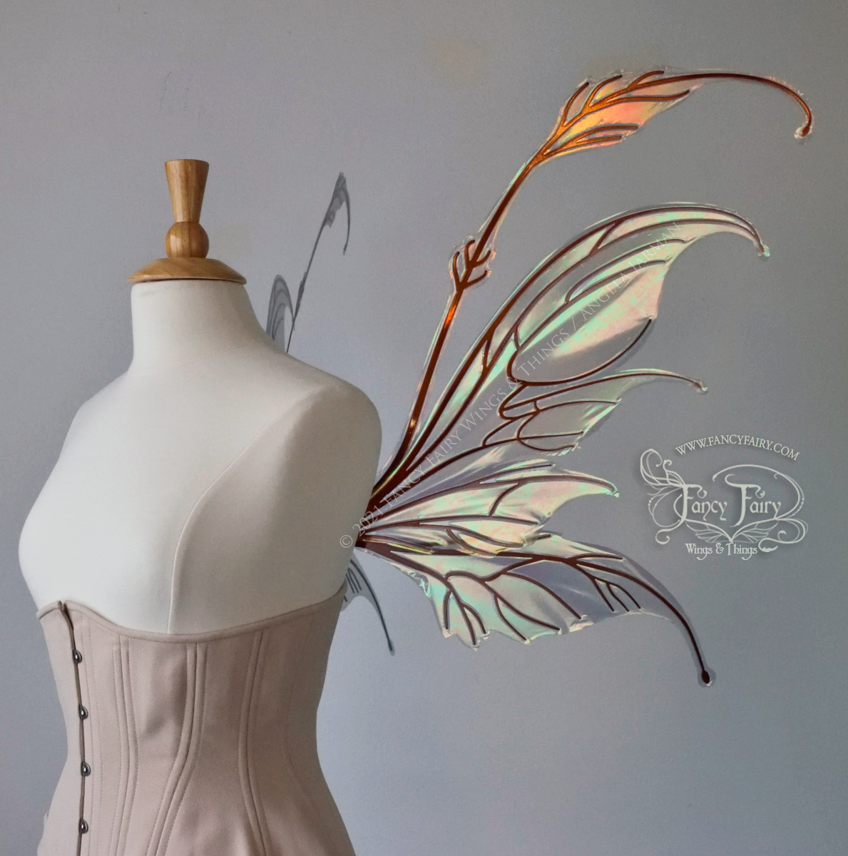 Fauna - Datura Iridescent Convertible Fairy Wings in Patina Green with Copper veins