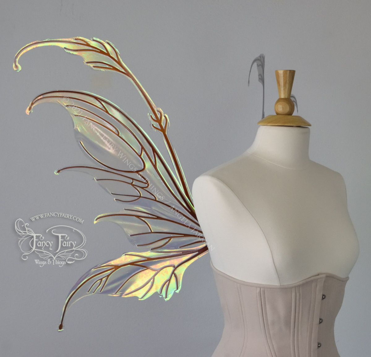 Fauna - Datura Iridescent Convertible Fairy Wings in Patina Green with Copper veins