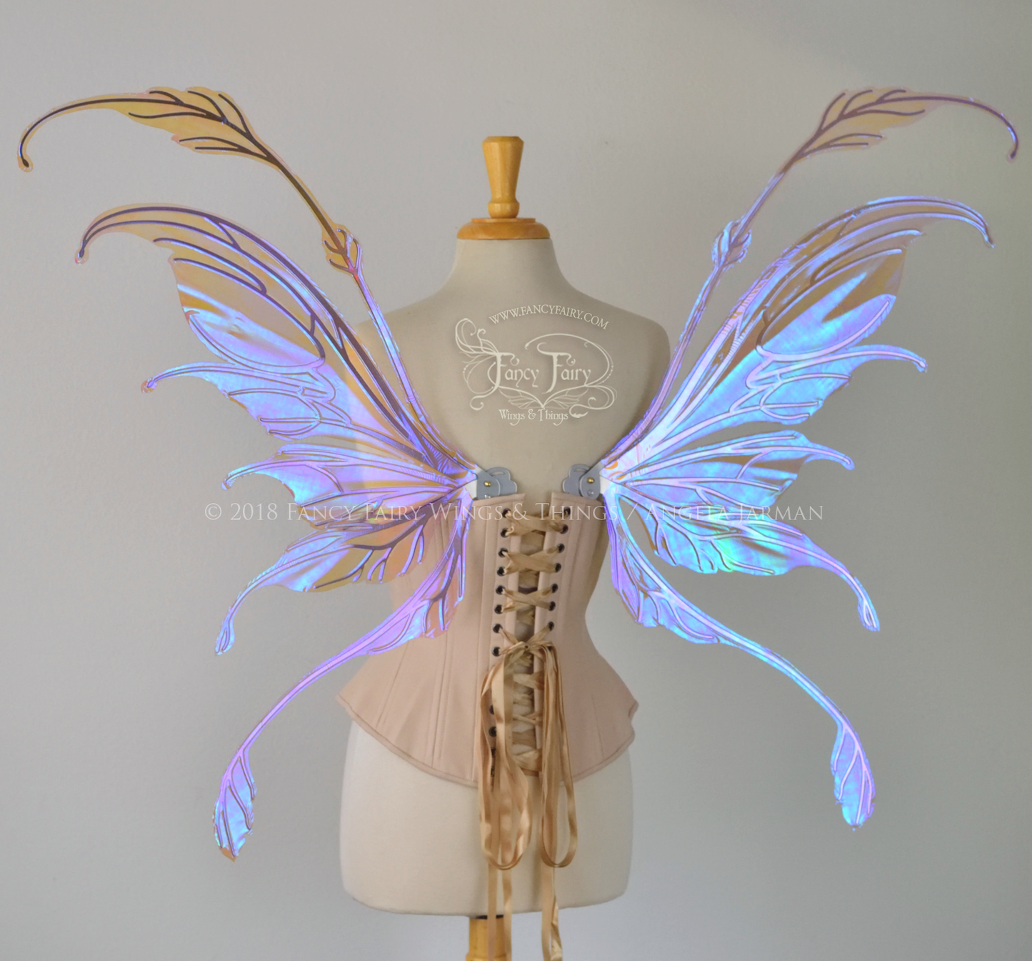 Fauna Iridescent Convertible Fairy Wings in Lilac with Silver Chrome veins