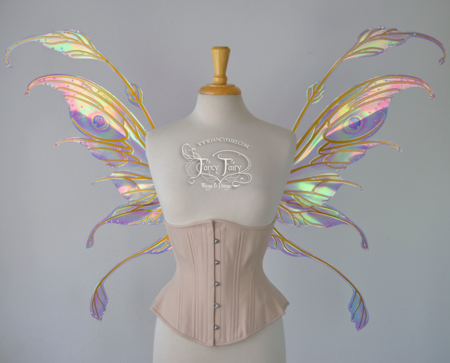 Fauna Iridescent Convertible Fairy Wings and Winged Hair Comb set in Opal Rainbow with Swarvski Crystals
