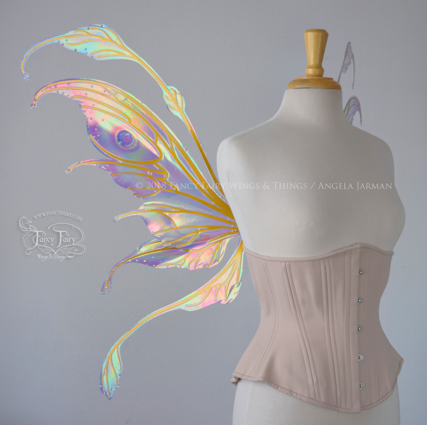 Fauna Iridescent Convertible Fairy Wings and Winged Hair Comb set in Opal Rainbow with Swarvski Crystals