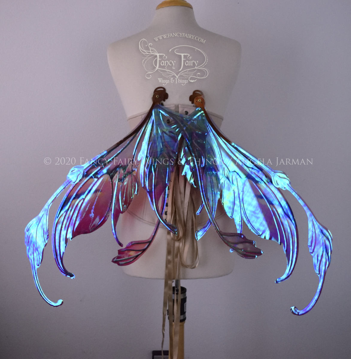 Fauna "Autumn Wine" Iridescent Painted Convertible Fairy Wings with Copper veins