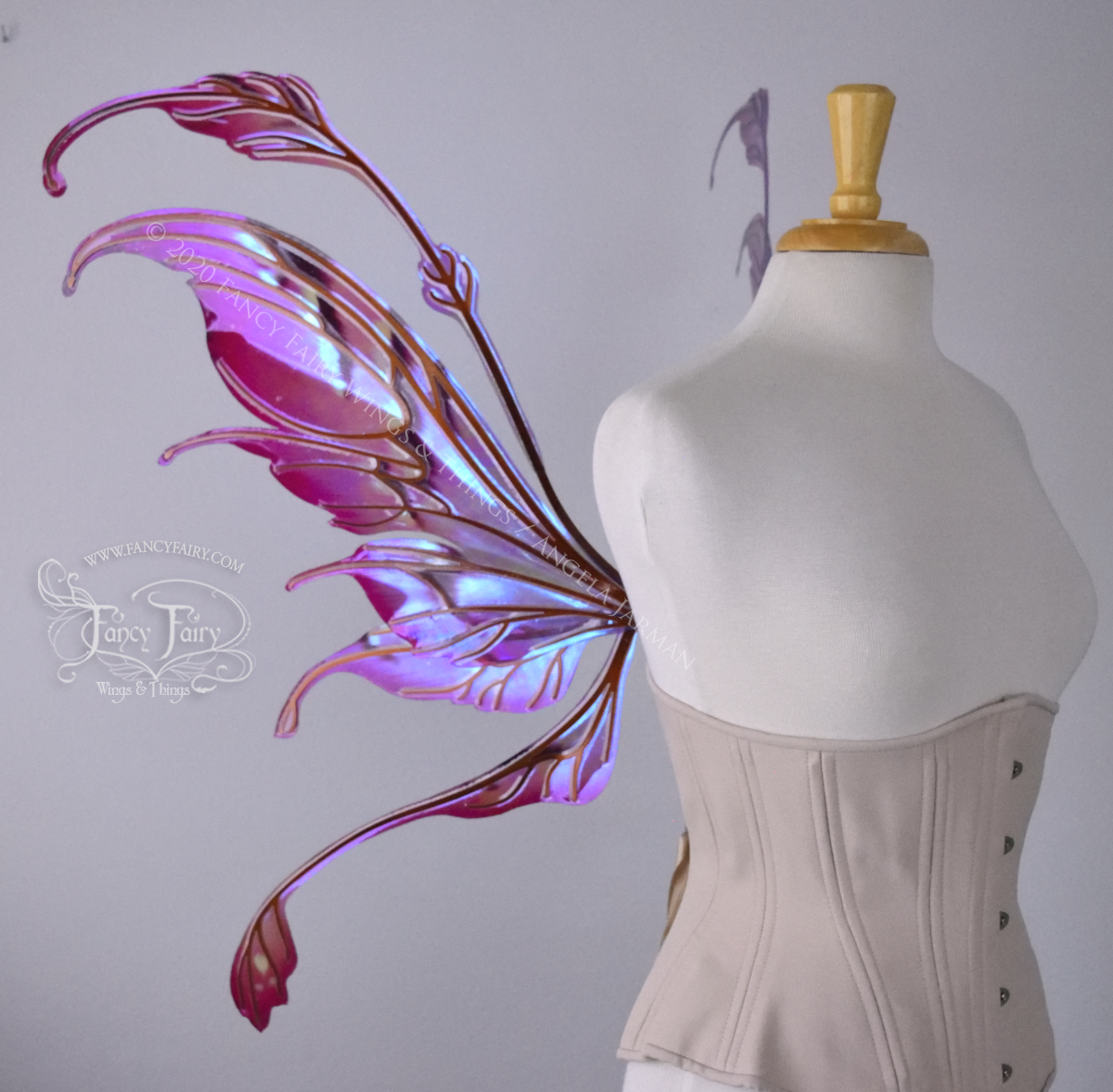 Fauna "Autumn Wine" Iridescent Painted Convertible Fairy Wings with Copper veins