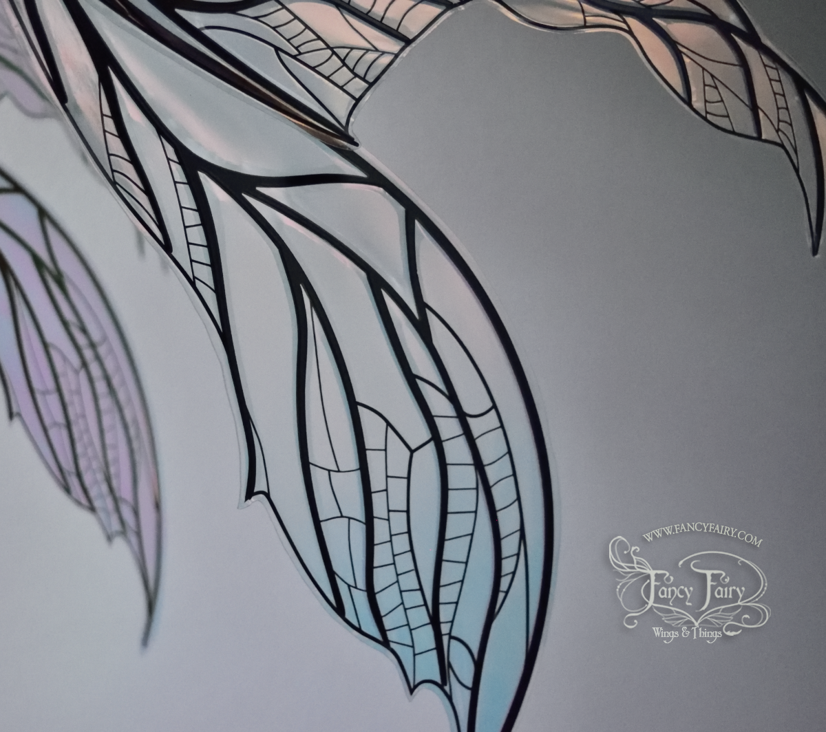Fayette Convertible Iridescent "Pix" Fairy Wings in Clear Blush with Black veins