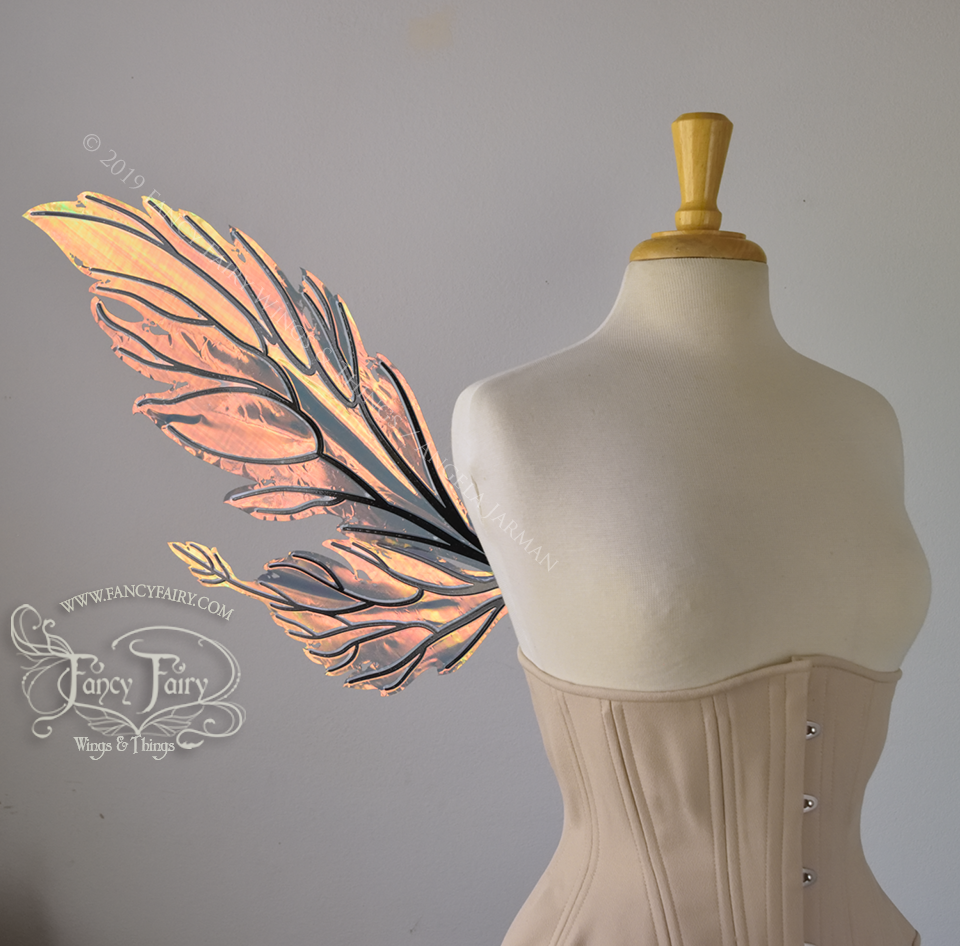Ivy Iridescent Convertible Fairy Wings in Poison Apple with Black veins