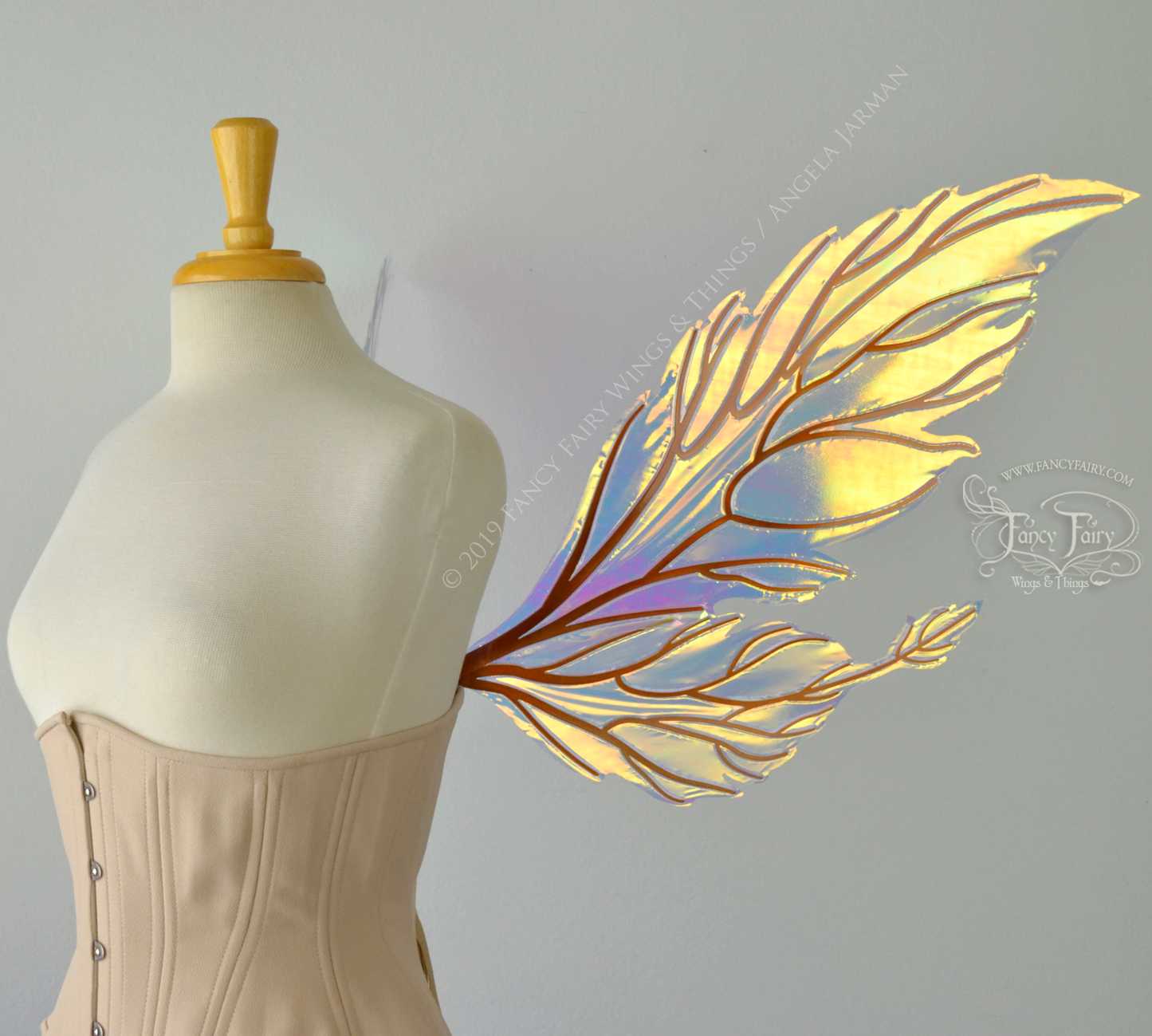 Ivy Iridescent Convertible Fairy Wings in Clear Diamond Fire with Copper veins