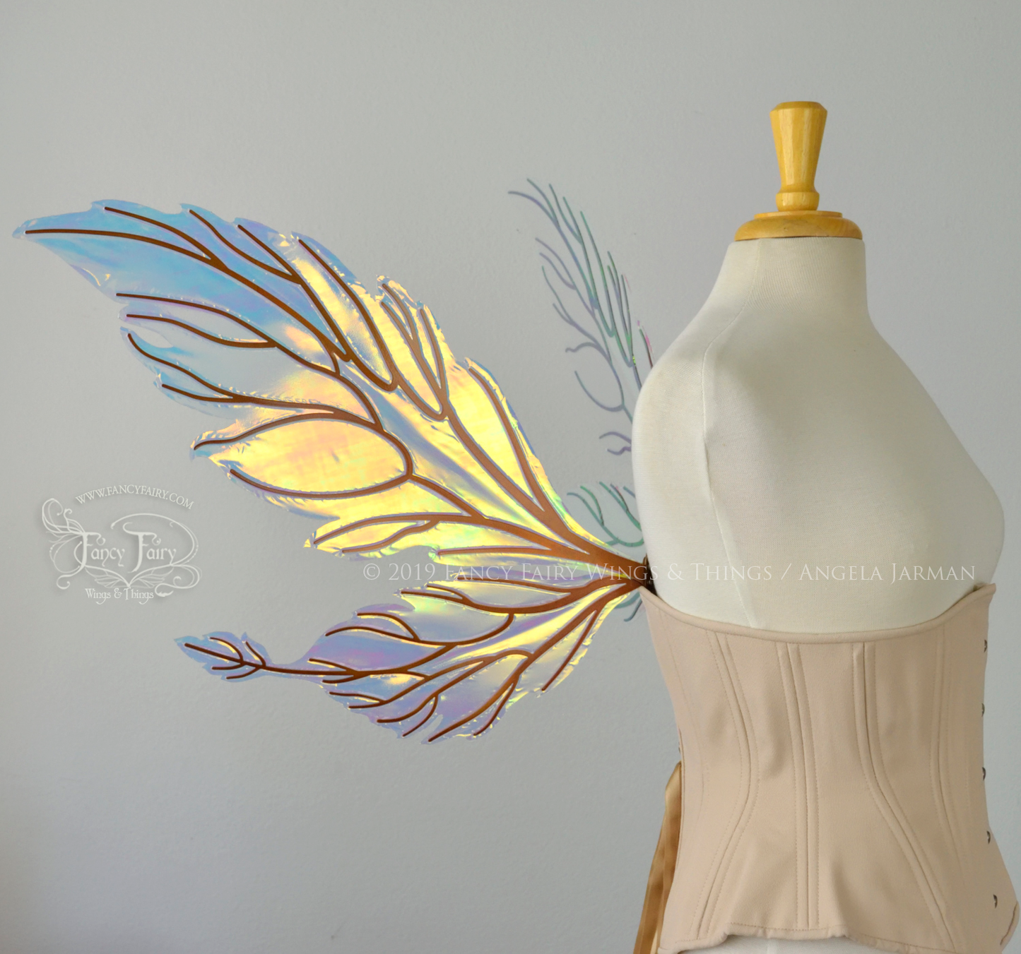 Ivy Iridescent Convertible Fairy Wings in Clear Diamond Fire with Copper veins