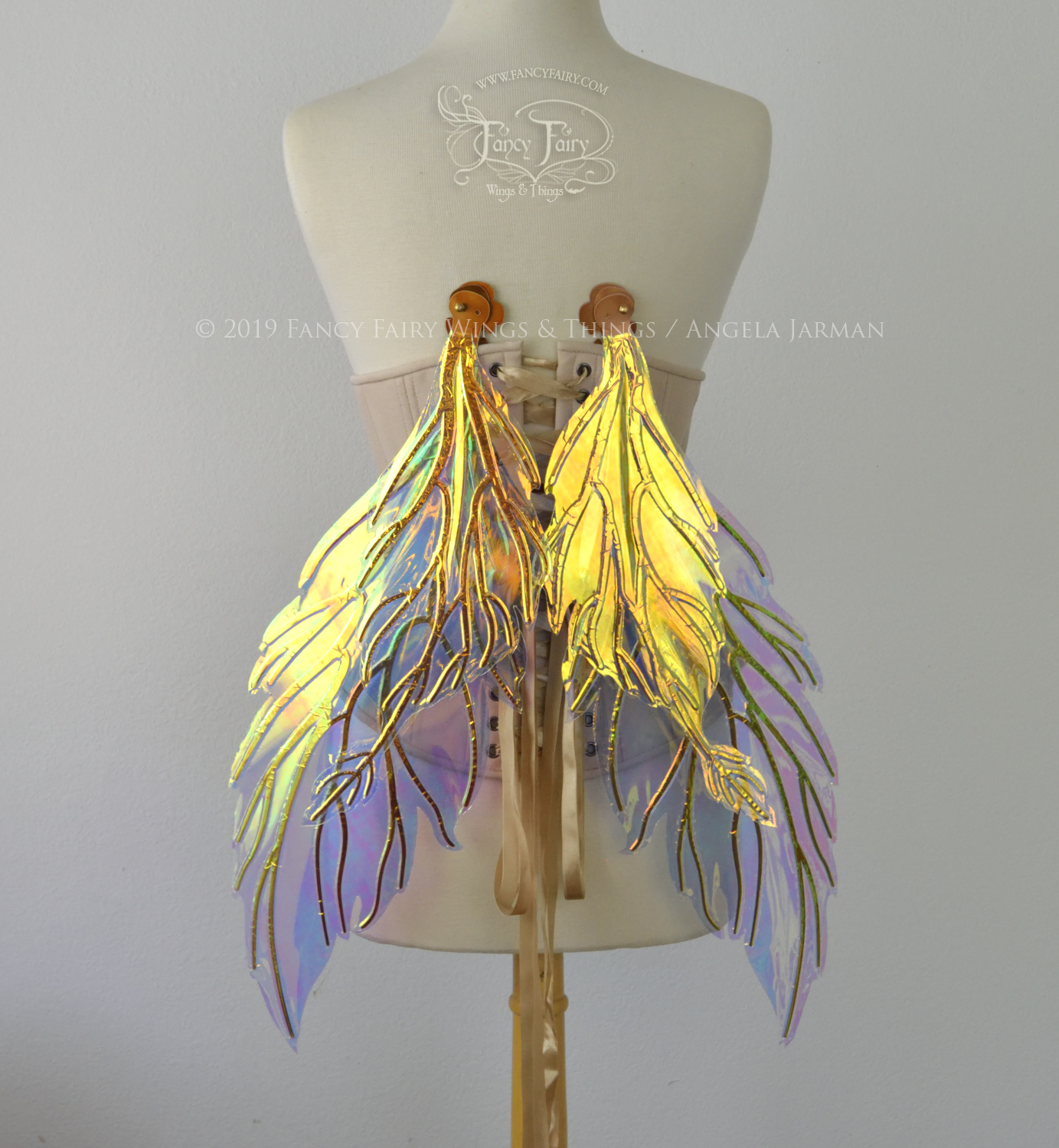 Ivy Iridescent Convertible Fairy Wings in Clear Diamond Fire with Copper veins