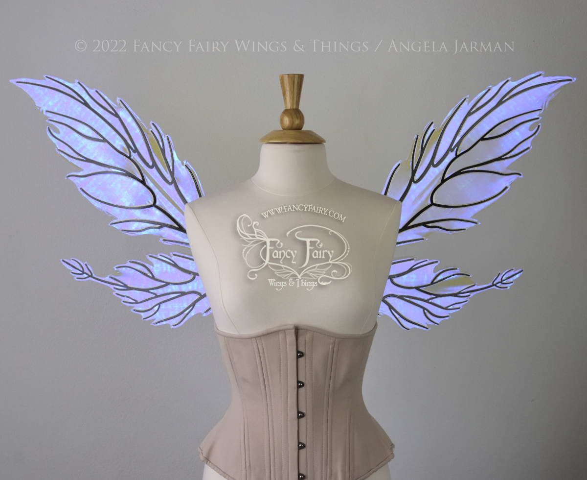 Ivy Iridescent Convertible Fairy Wings Made-To-Order with Black Veins