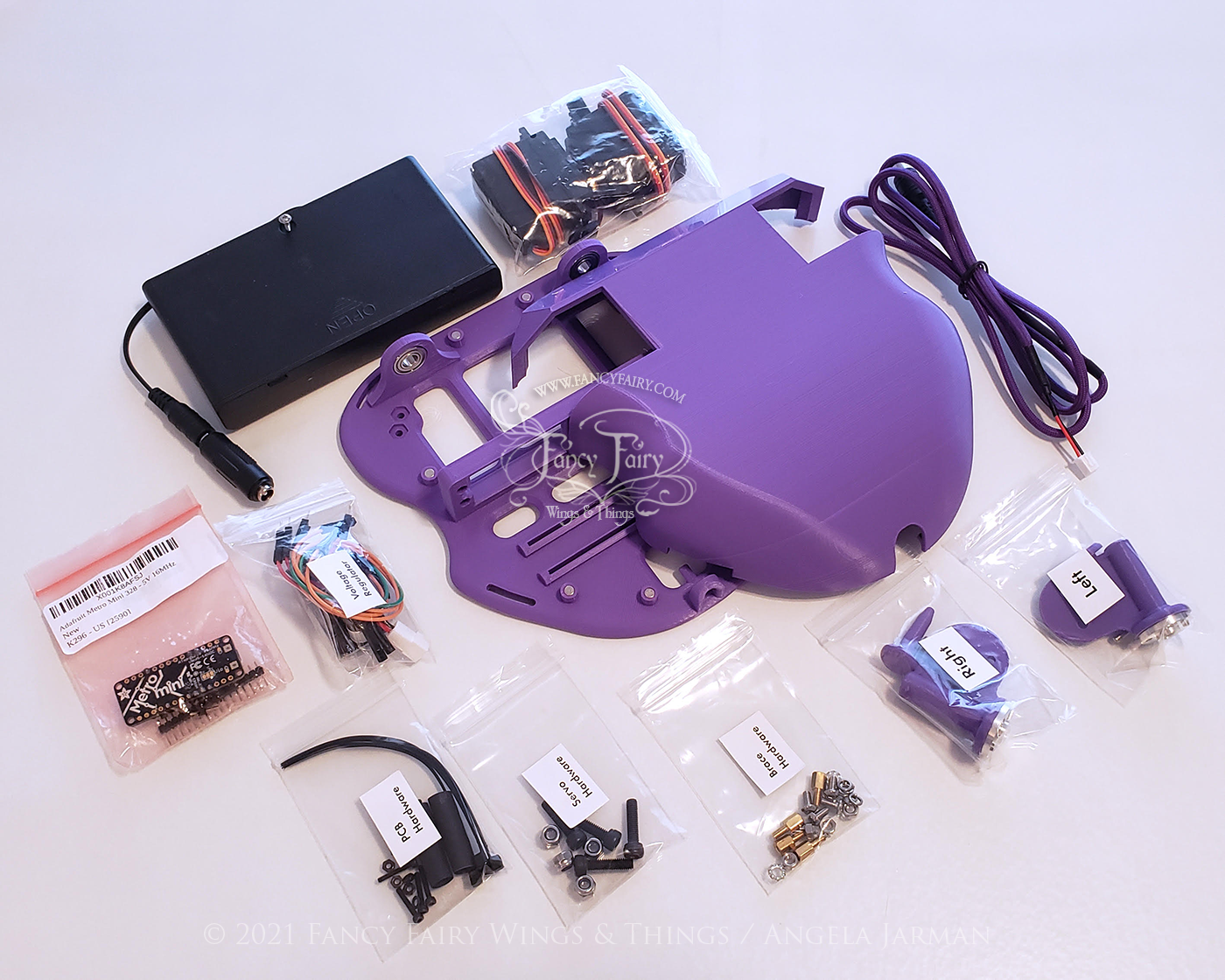 Flapping Fairy Wing Mechanism Kit in Matte Lavender with Cover