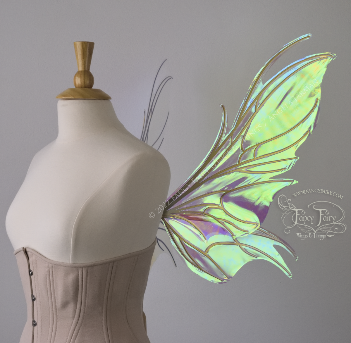 Nightshade Iridescent Convertible Fairy Wings in Aurora with Candy Coat Gold veins