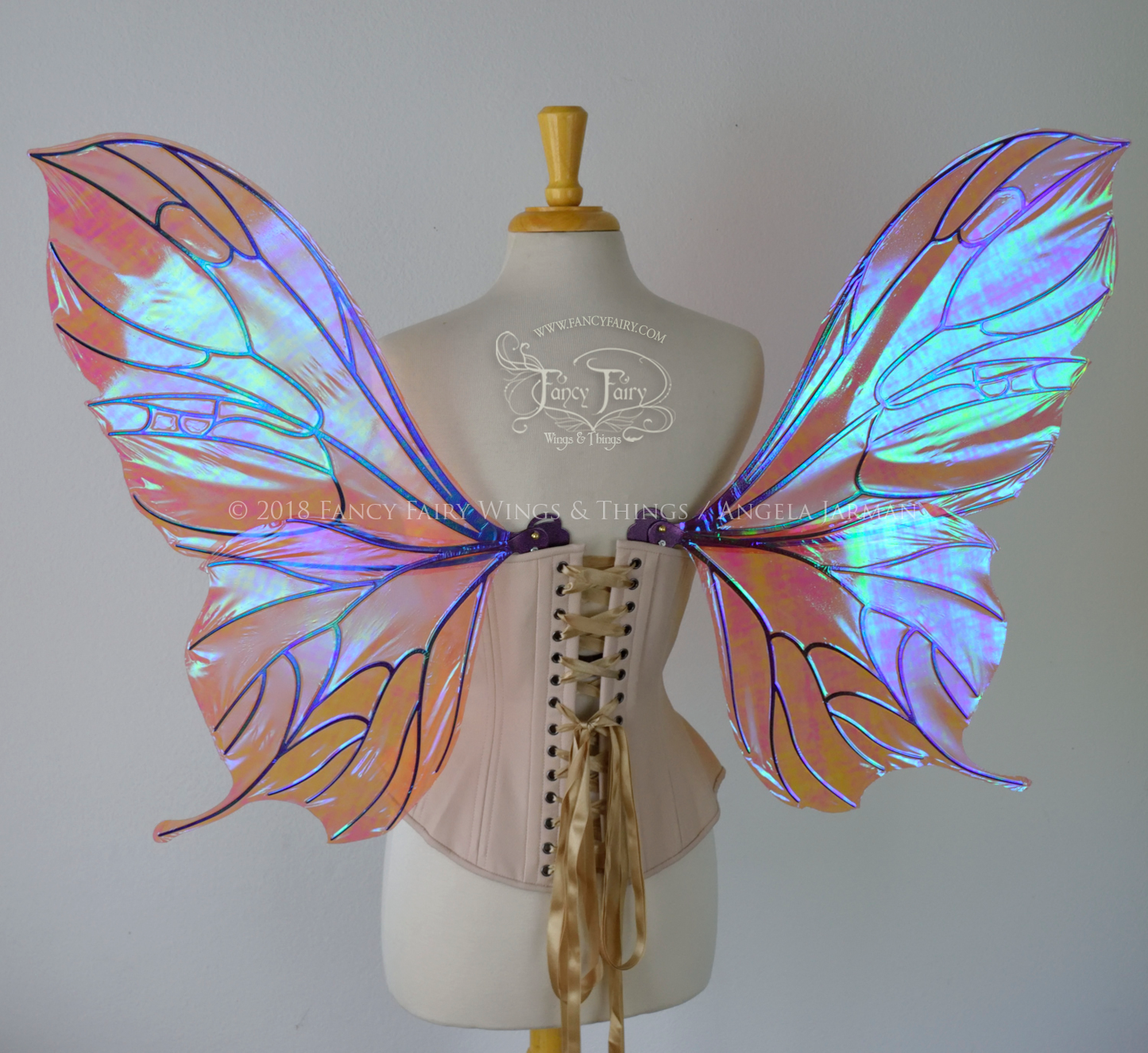 Pansy Iridescent Convertible Fairy Wings in Berry with Chameleon Cherry Violet Glitter veins