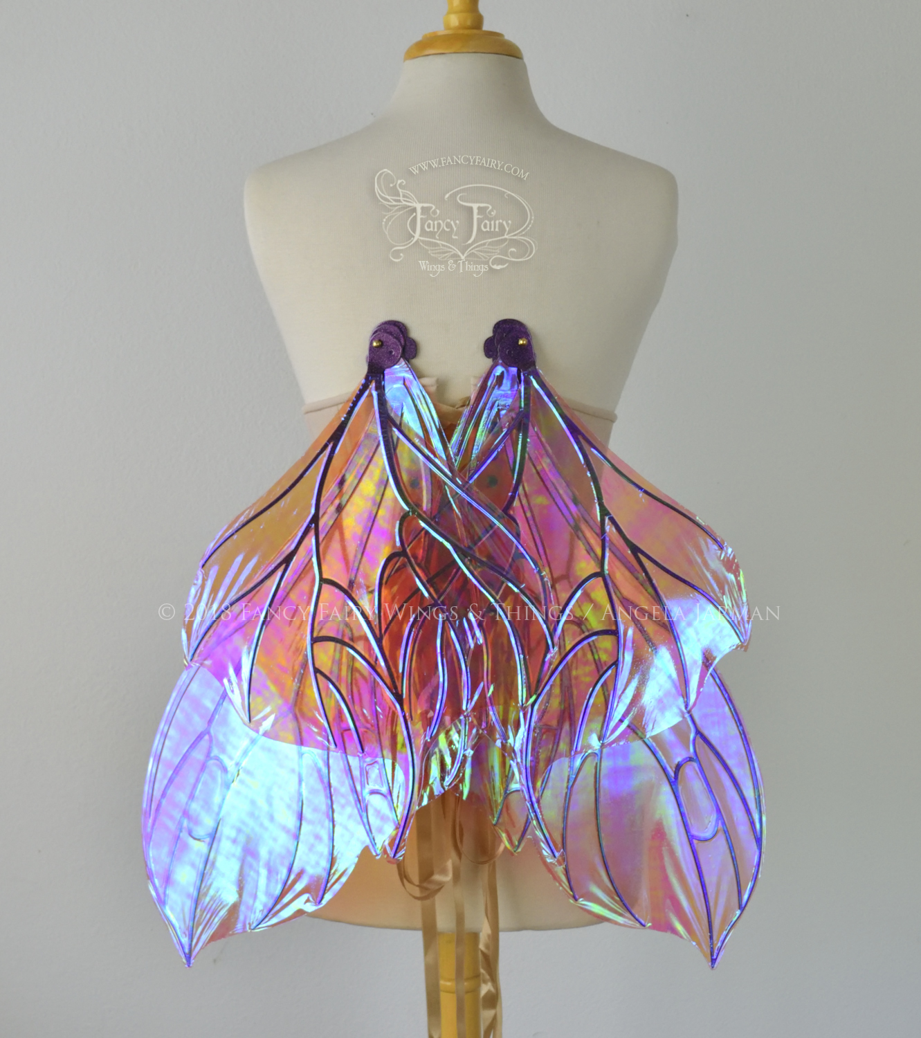 Pansy Iridescent Convertible Fairy Wings in Berry with Chameleon Cherry Violet Glitter veins