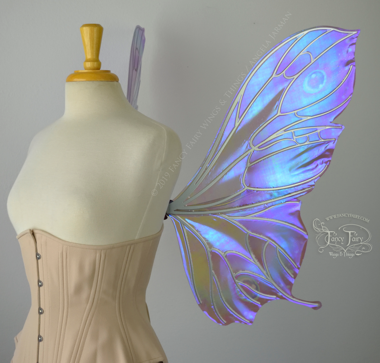 Pansy "Opal Moth" Iridescent Convertible Fairy Wings with Silver Chrome veins