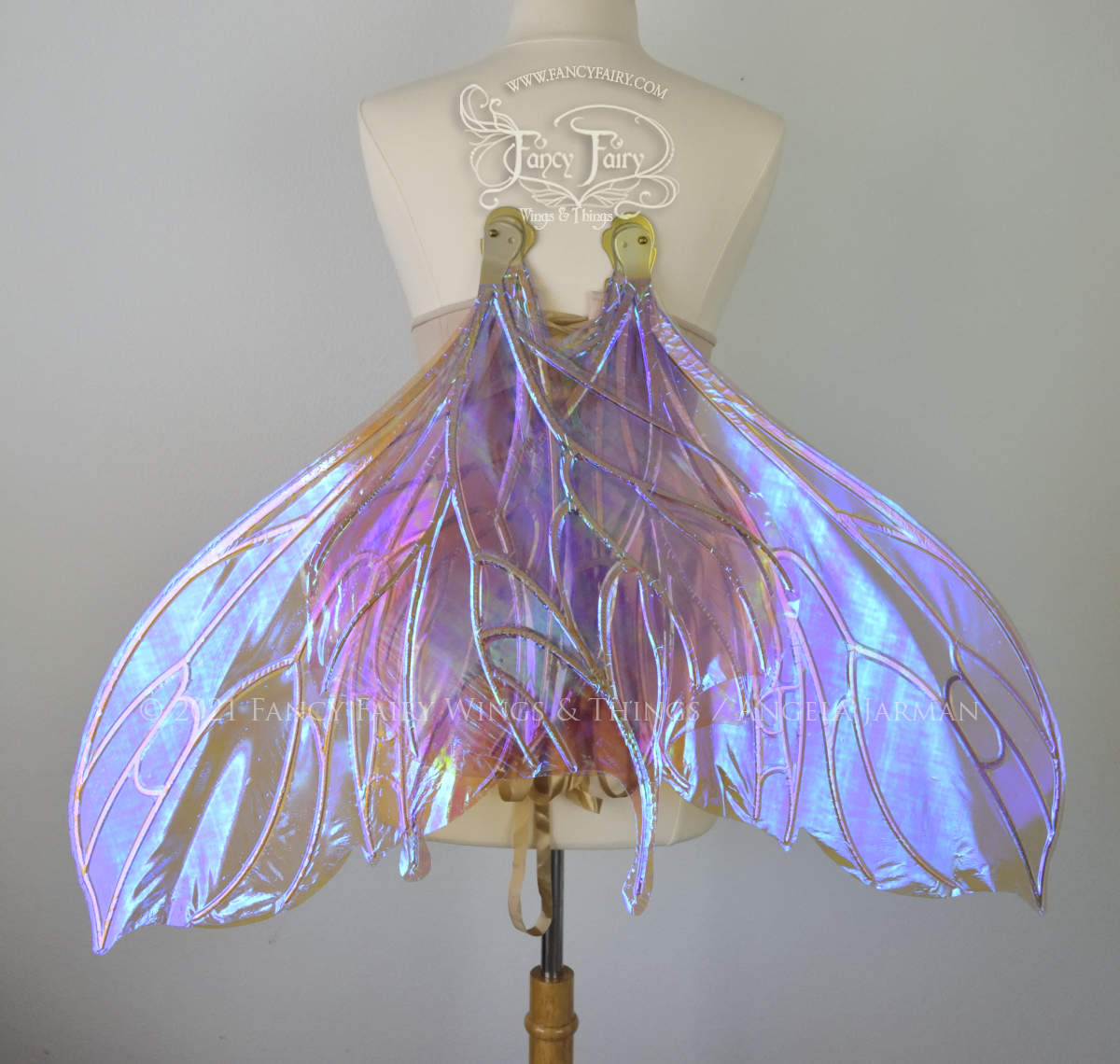 Extra Large Pansy Iridescent Convertible Fairy Wings in Lilac with Gold veins