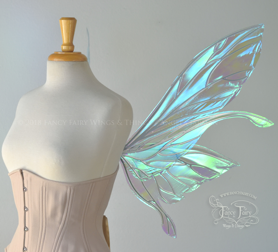 Salome Iridescent Fairy Wings in Aquamarine with Chrome Veins