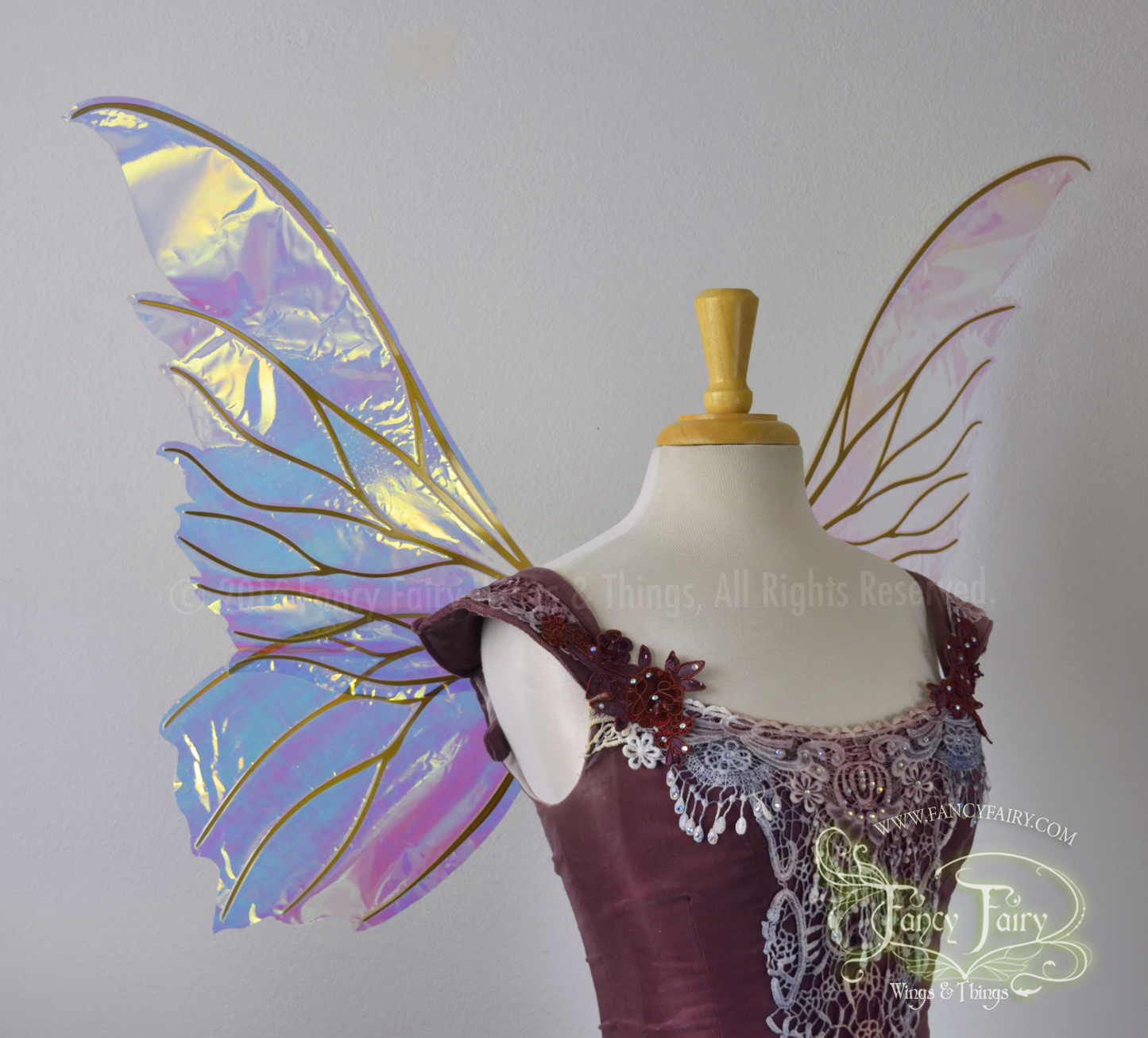 Clarion Iridescent Fairy Wings in Clear with Gold veins