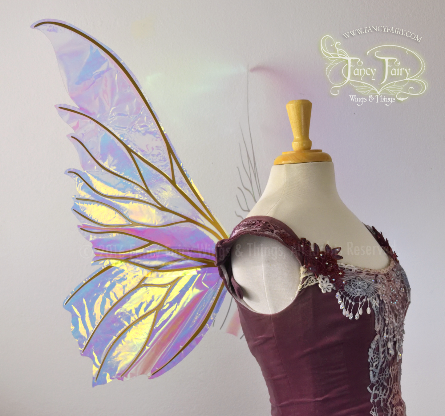 Clarion Iridescent Fairy Wings in Clear with Gold veins