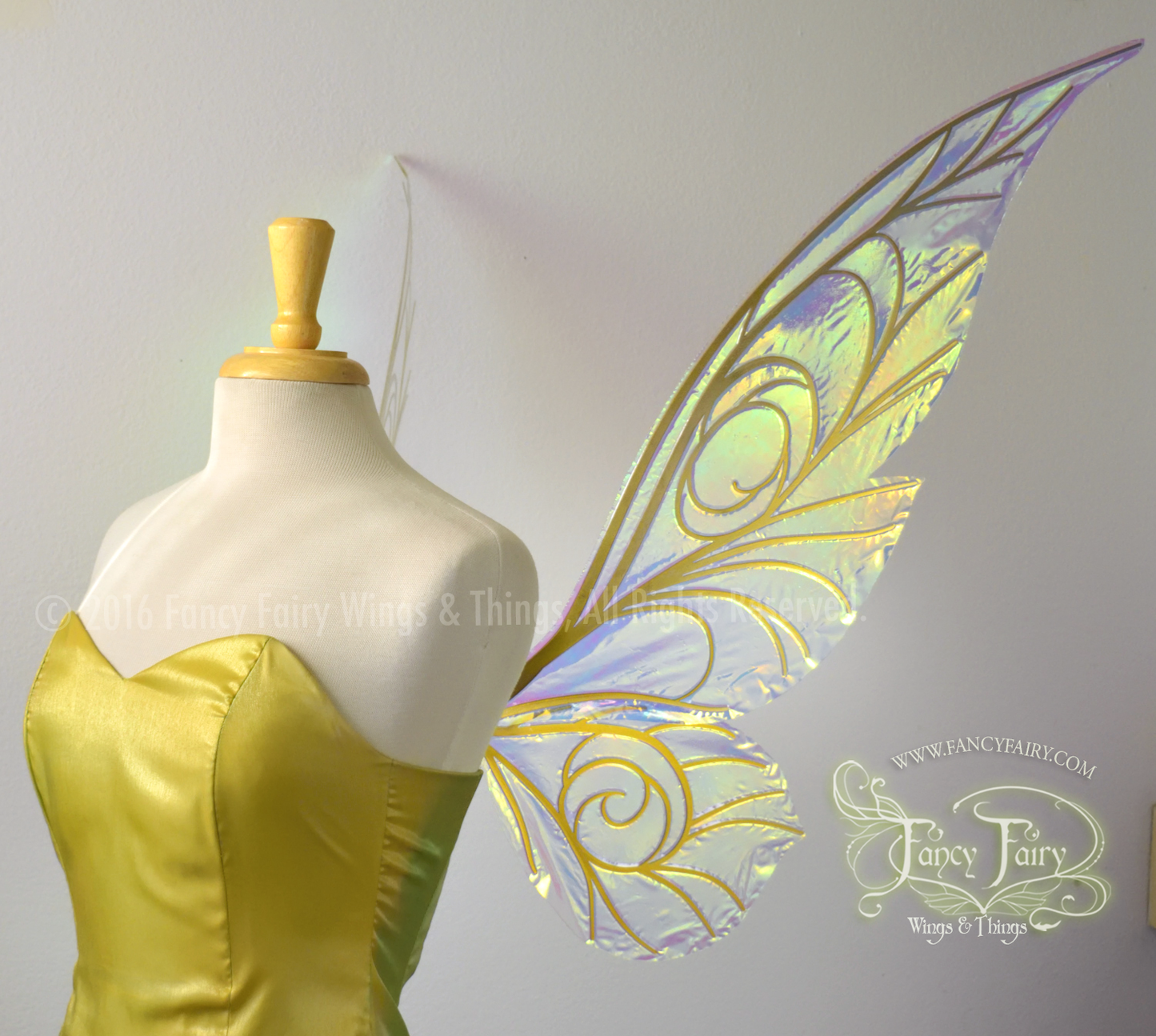 Trinket 26 inch Iridescent Fairy Wings in Clear with Gold veins