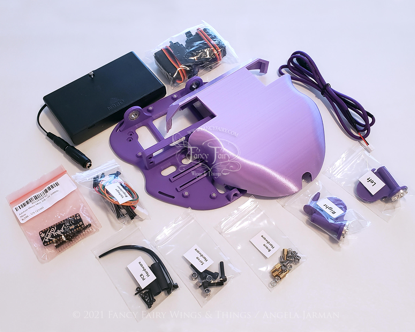 Flapping Fairy Wing Mechanism Kit in Silky Lavender with Cover