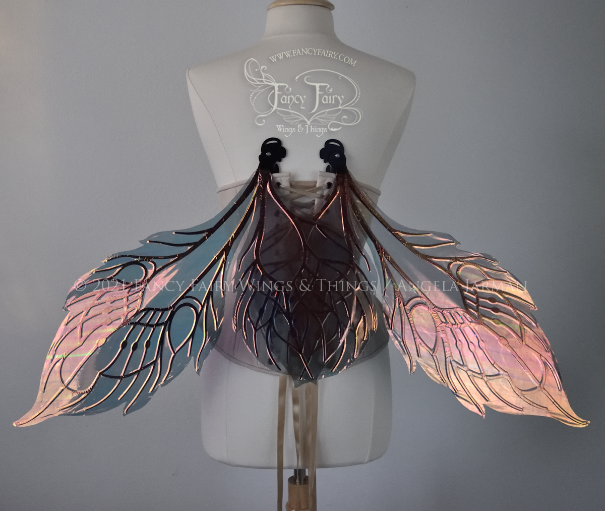 Sintra Iridescent Convertible Fairy Wings in Poison Apple with Black veins