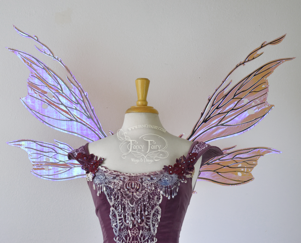 Thistle Iridescent Fairy Wings in Iridescent Berry with Black Veining
